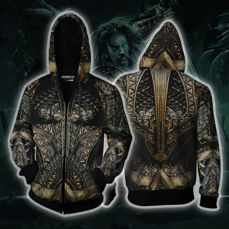 Cross-border new DC movie "Sea King 2" 3D printing cosplay corner clothing hooded zipper sweater sweater