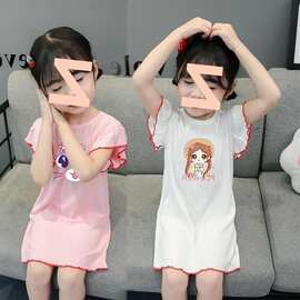 女童夏睡裙薄款冰丝小女孩小中童儿童睡衣可爱家居服女宝宝空调服
