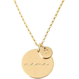 跨境热卖镜面不锈钢可刻字项链简约个性圆片吊坠生日挂件