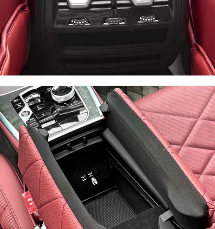 hU7 BMW X5L Armrest Box Pad X5/X7 Special Central Heightening Pad Protective Cover Armrest Box Leather Cover Car Interior