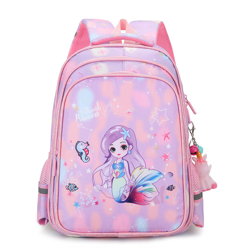 厂家直销批发小学生卡通可爱书包花料美人鱼立体减负双肩包|ru
