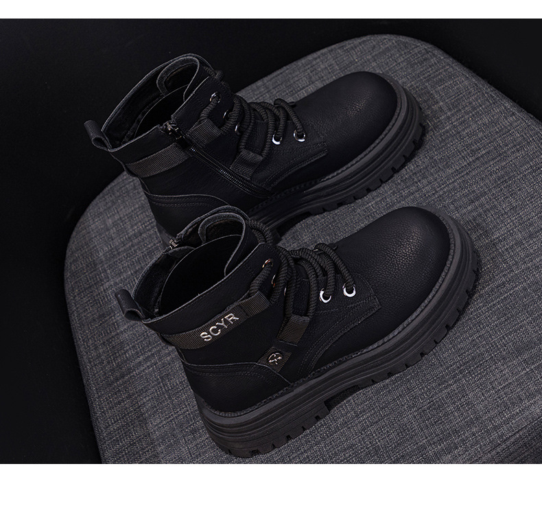 Giày boot nữ cổ ngắn đế dày phong cách Martin, lót lông ấm mùa đông — M2626-1 vàng lót nhung, M2626 màu vàng một lớp lót trong, M2626-1 kaki lót nhung, M2626 một lớp màu đen chi tiết 29