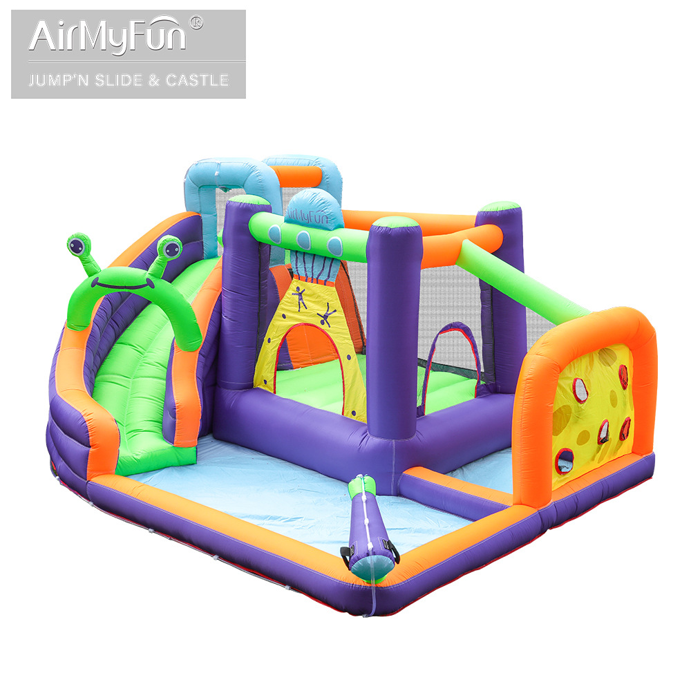 AMF | Castillo inflable pequeño para exteriores, tobogán acuático para niños, trampolín inflable, castillo inflable pequeño para el hogar
