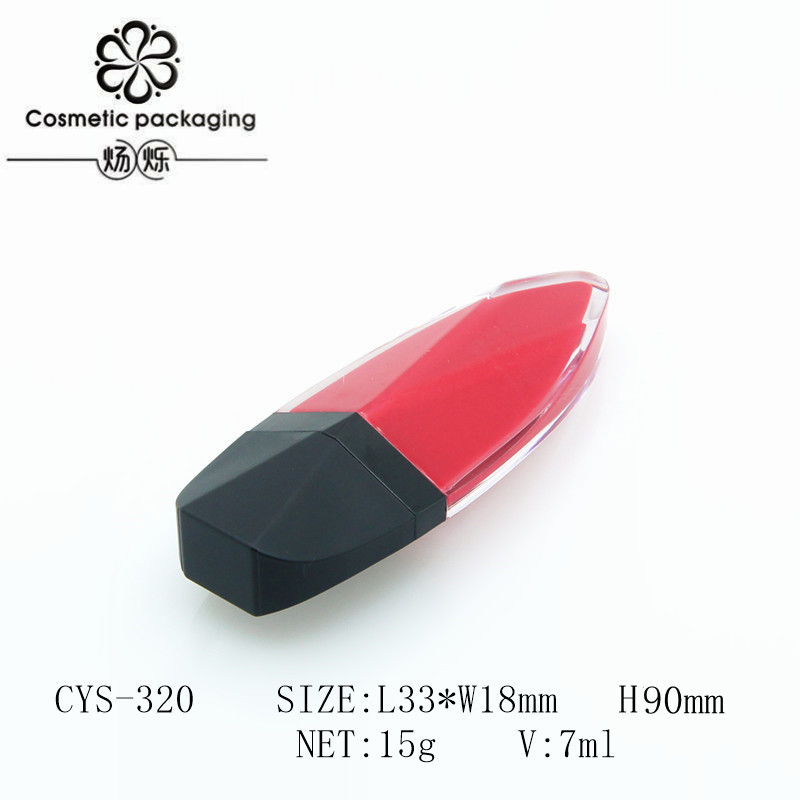 En stock venta al por mayor 7ml hoja de Diamante Negro tubo de esmalte de labios tubo de brillo de labios tubo de lápiz labial tubo vacío impreso LOGO sub-botella