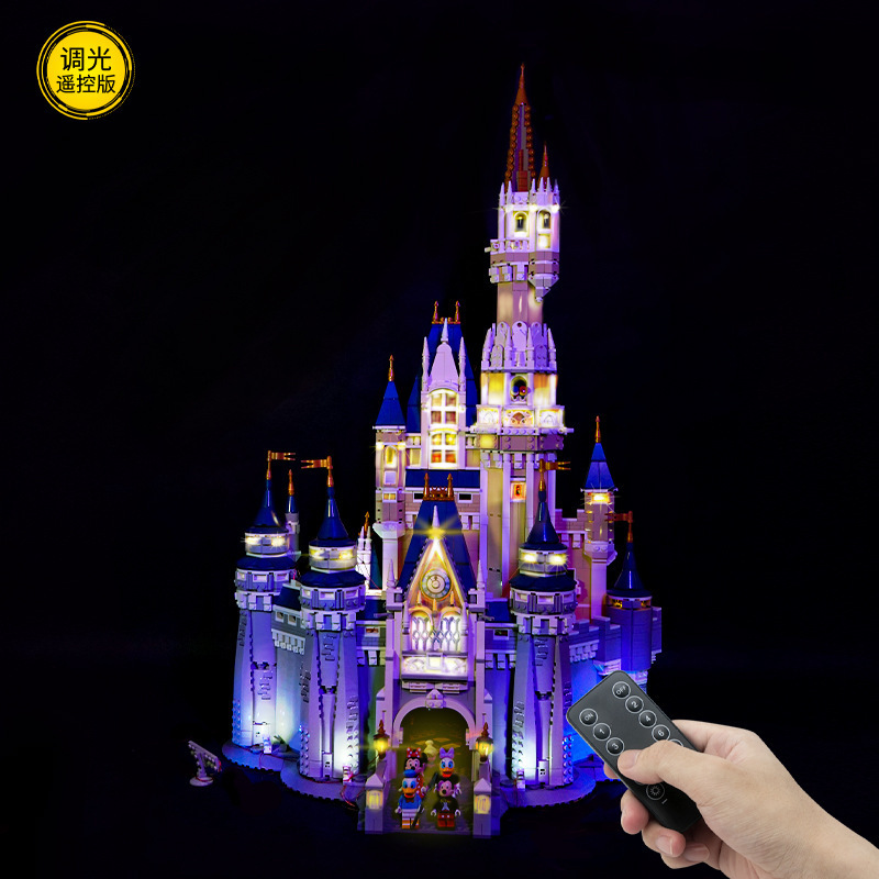 Building Blocks Lighting Compatible Lego Disney Castle Educational Toys Building Blocks Luxury Remote Control Lights Splice Accessories Cross Border