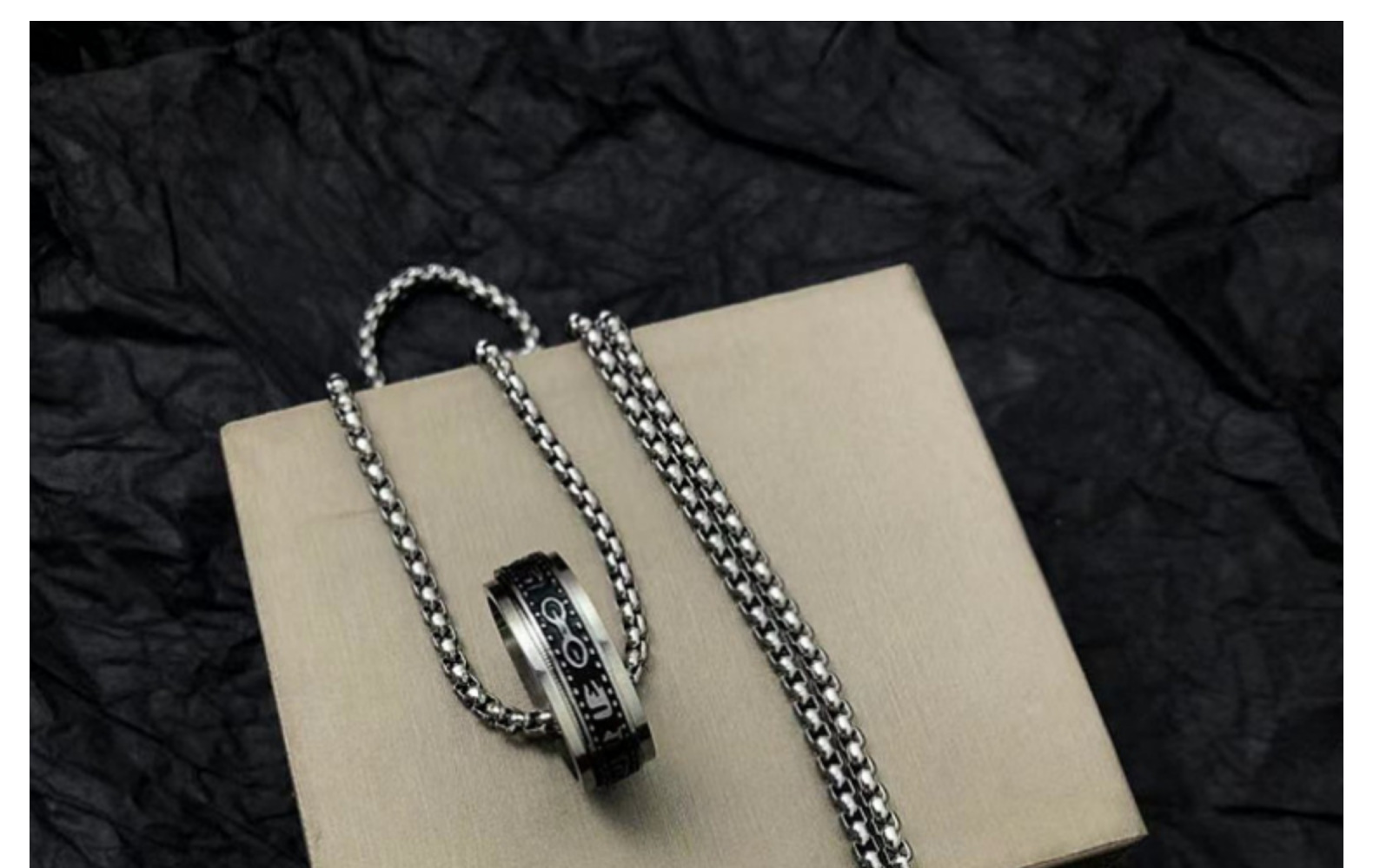 Fashionable versatile accessories, inspirational double-layer six character truth titanium steel ring, men's and women's_voghion.com