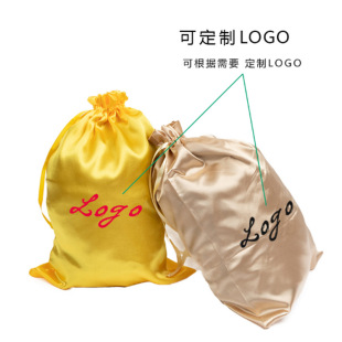 Customized Wig Packaging Bag, Silk Satin Bag, Drawstring Flap Pocket Pants, Casual Storage Bag, Drawstring, Satin Satin Bag
