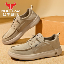 男鞋春秋款透气帆布鞋 公牛部落男士一脚蹬休闲鞋轻便防滑运动鞋