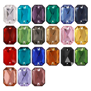 Cross-border new products high quality rectangular octagonal hand-stitched stone glass rhinestone gold bottom flat diamond shoes and hats clothing accessories