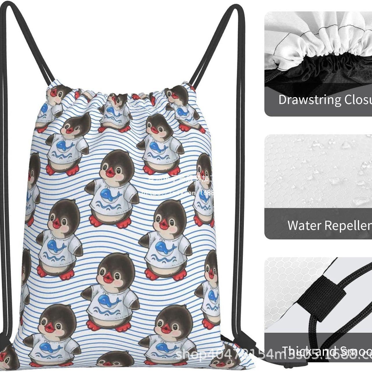 企鹅束口袋十六企鹅儿童生日派对抽绳双肩背包袋便携收纳袋跨境