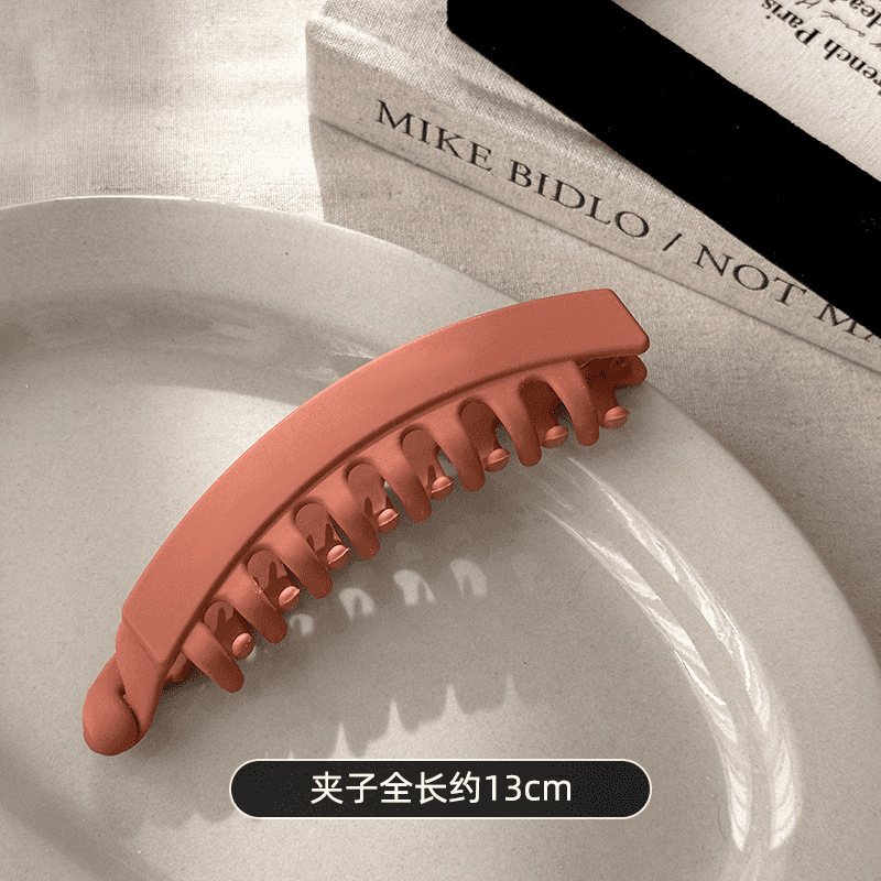 つや消しのシンプルな大きなバナナクリップ、多用途のダークカラーの女性の髪の量、滑り止めポニーテールヘアクリップ、歯付きヘアクリップ|undefined