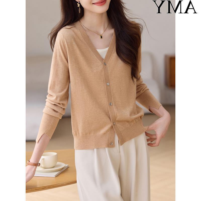 Autumn 2024 New V-neck Elegant Top Lady Elegant Loose Short Fashion Knitted Cardigan
