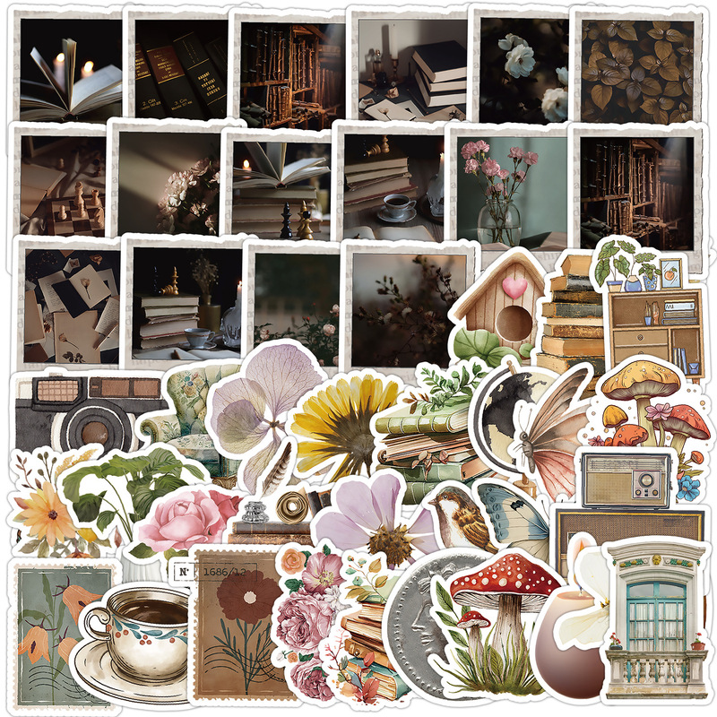 Cross-border 50 pieces of garbage diary series graffiti stickers water cup mobile phone waterproof decorative stickers creative stickers wholesale