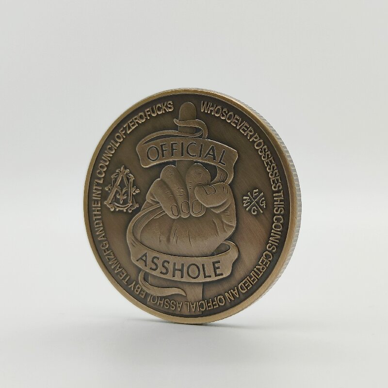FK竖中指恶搞纪念币欧美复古流浪币纪念币古青铜收藏创意硬币礼物