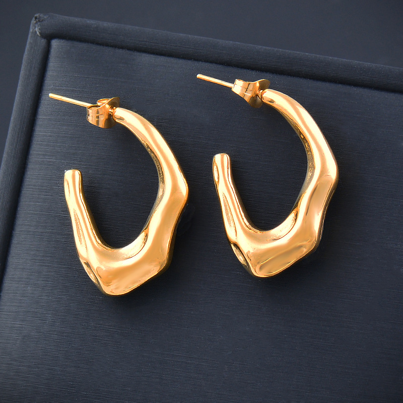 Simple Style Geometric Titanium Steel Gold Plated Earrings 1 Pair