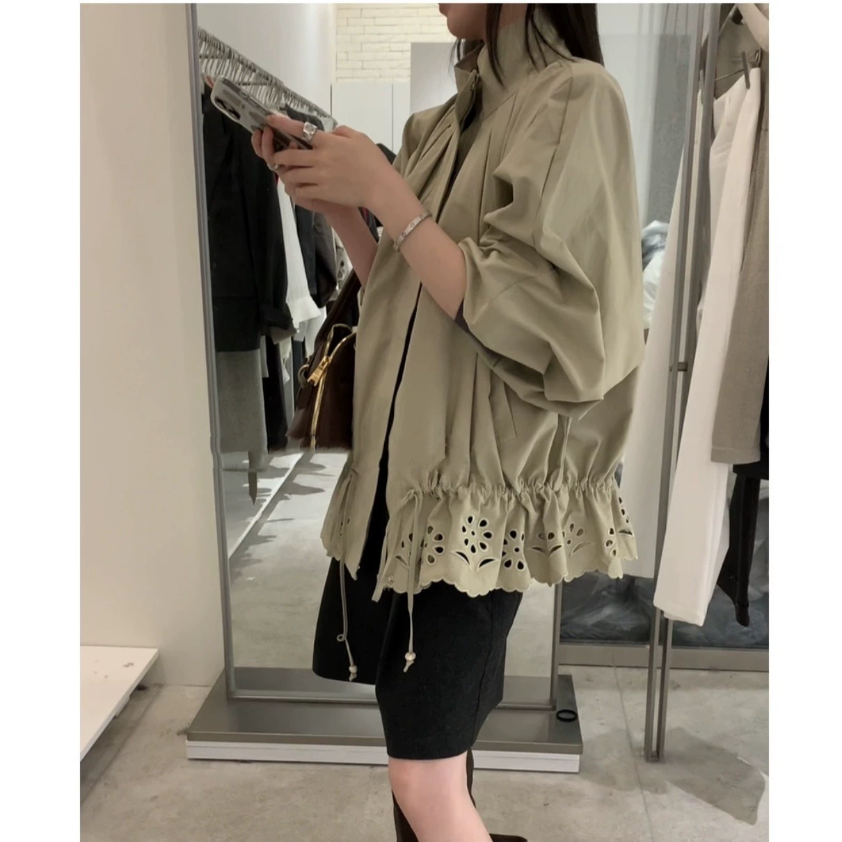 Brand spring design trench coat, jacket, Korean style, drawstring, oversize