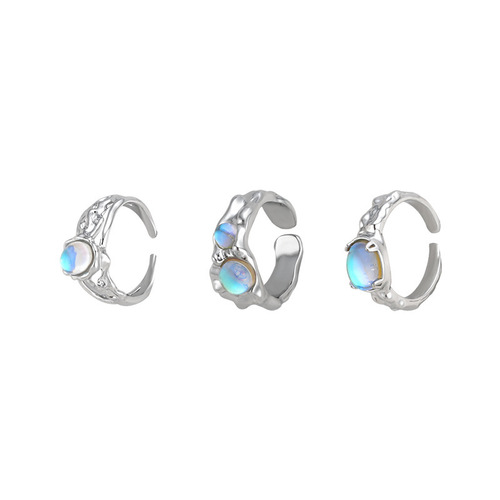 Opal stone open adjustment ring for women ins cold style niche design index finger ring versatile fashion personalized ring