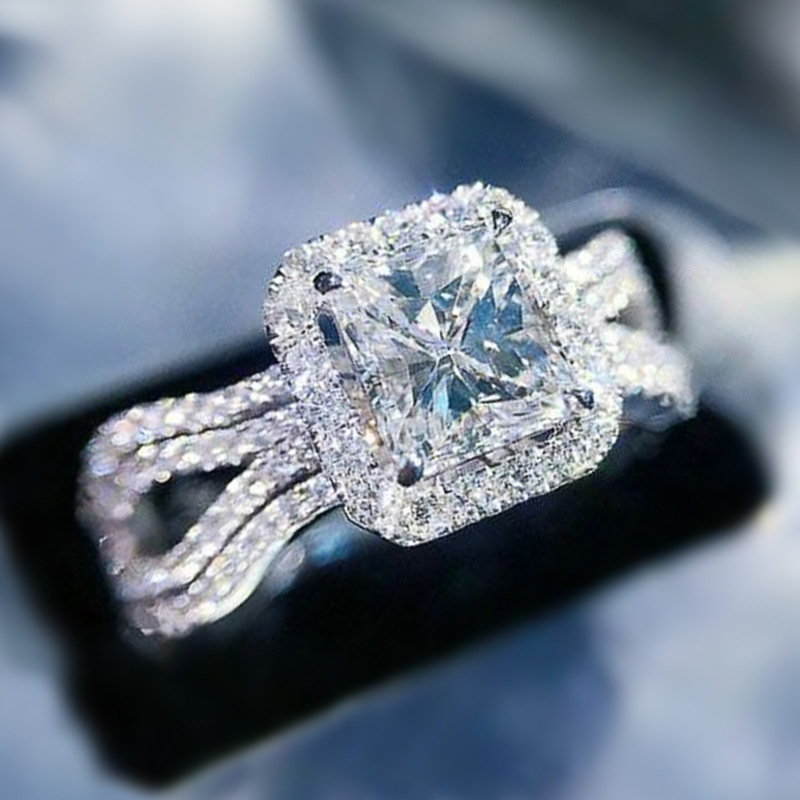 Neuer Ehering Exquisiter Kupfer Voll Diamant Zirkon Damen Verlobung Sring display picture 4