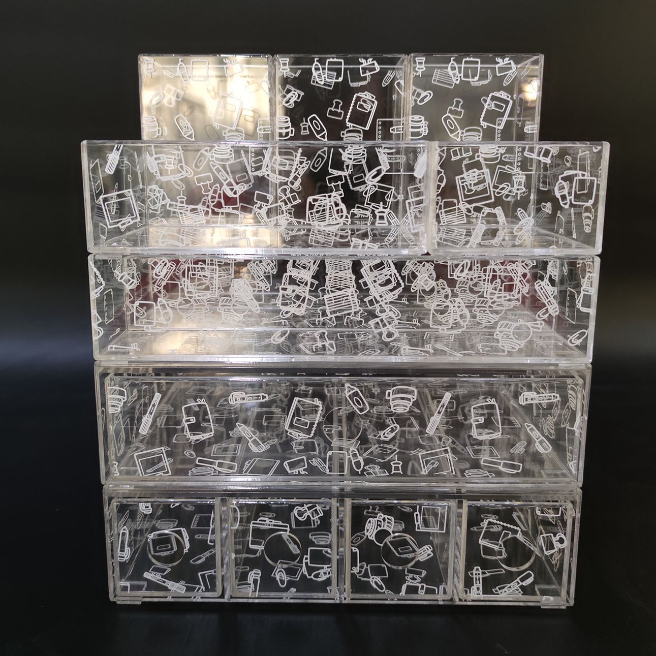 透明亚克力组合化妆品收纳盒丝印有机玻璃桌面可拆分展示盒