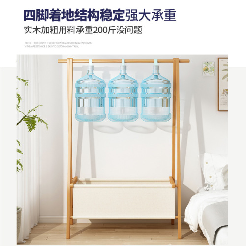 Floor-standing clothes rack foldable coat rack bedroom household clothes hanger simple storage rack solid wood clothes drying rack hat rack