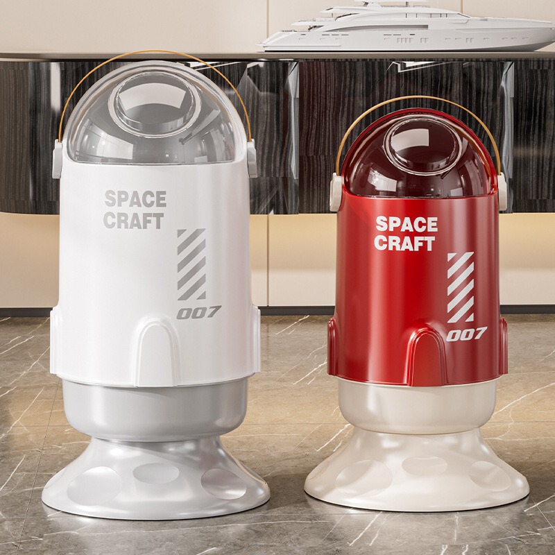 New Creative Space Rocket Trash Can Cartoon Style Household Flip-Top Trash Can Large Capacity Household Trash Can with Lid New Creative Space Rocket Trash Can Cartoon Style Household Flip-Top Trash Can Large Capacity Household Trash Can with Lid