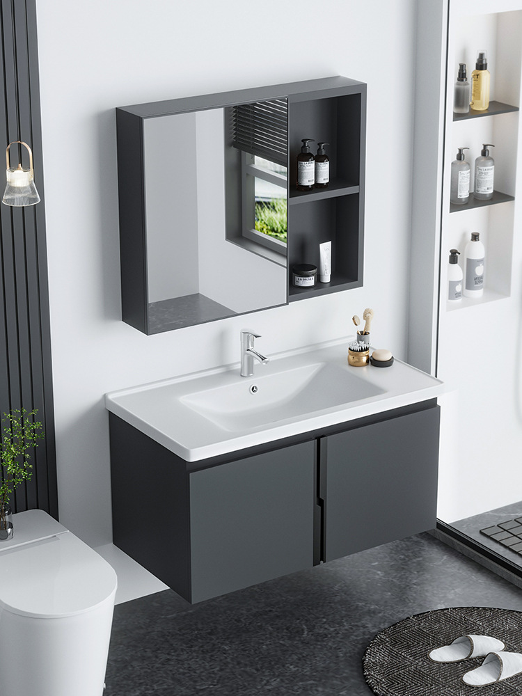 Panal de aleación de aluminio combinación gabinete de baño inodoro lavabo gabinete roca placa de cerámica mesa de lavado integrado