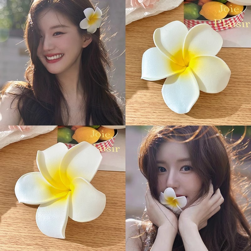 Huevo flores orejas frangeas flores agarrar clips atmósfera sensación de foto tocado correa de correa de alta elasticidad cabello cuerda para mujeres