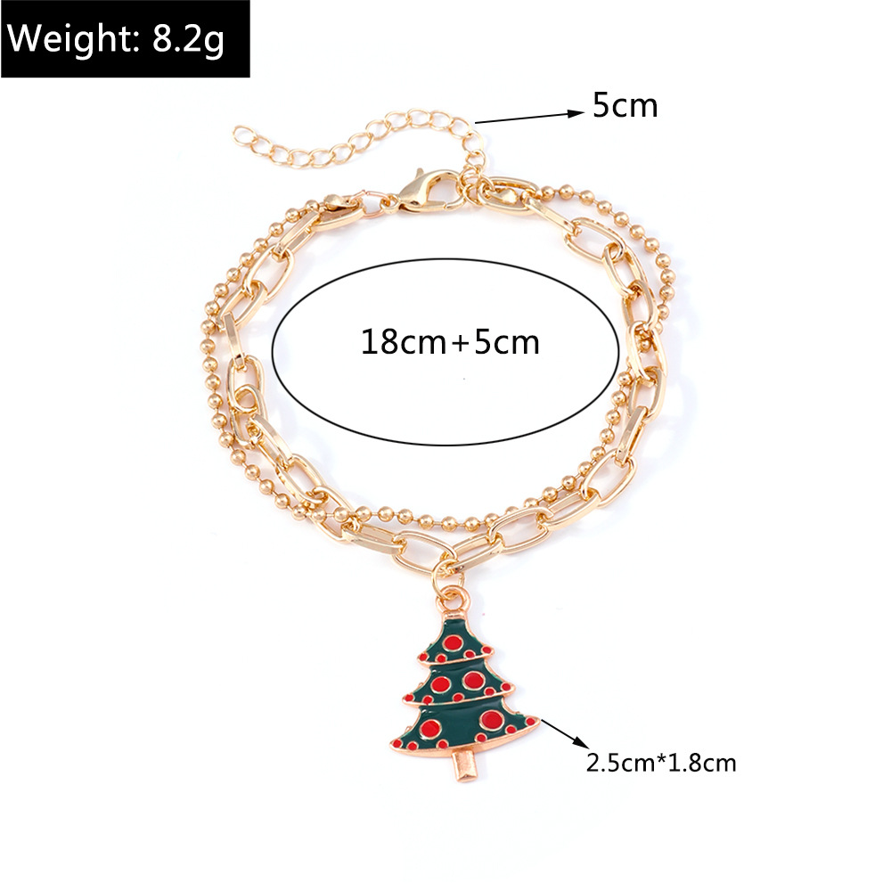 11g Weight Alloy Pendant Material Bracelets Classification Alloy Chain Material 1 Piece Quantity Holiday, Party Occasion Alloy Material Christmas Festival Christmas Tree, Santa Claus Pattern Women's Gender Enamel Design Cute, Simple Style Style Cute Simple Style Christmas Tree Santa Claus Alloy Chain & Link Bracelets Christmas Wholesale 10