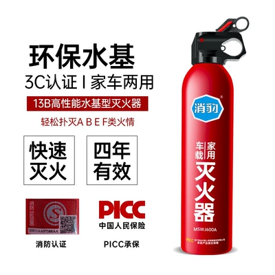 Car-Mounted Fire Extinguisher 600ml Water-Based Fire-Fighting Vehicle Supplies Safety Emergency Portable Small Car Fire Extinguisher (Vehicle fire extinguisher) - 600ml-water-based-type-1-bottle