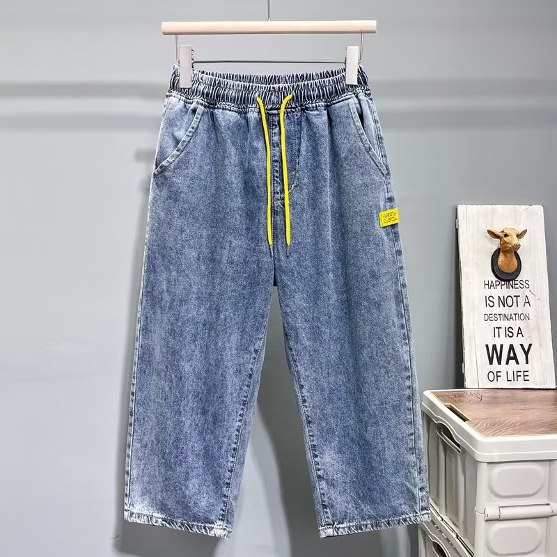 Pantalones cortos de verano, pantalones finos de moda para hombres, 2024 nuevos jeans casuales sueltos de verano recortados