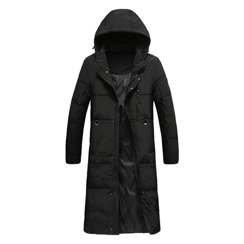 Супер-длинный очень большой пуховик выше колена, Мужская классическая новая Утепленная зимняя куртка с защитой от холода для полных людей