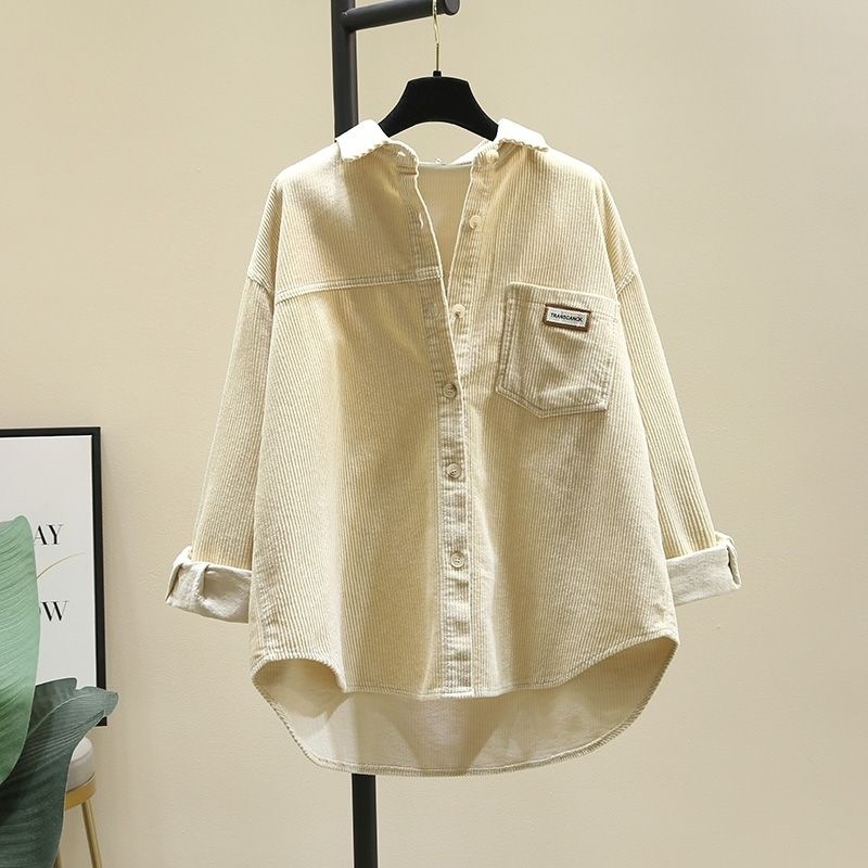 가을과 겨울 새로운 두꺼운 코듀로이 셔츠 여성의 느슨한 한국 스타일 캐주얼 패션 긴 소매 카디건 셔츠 YN