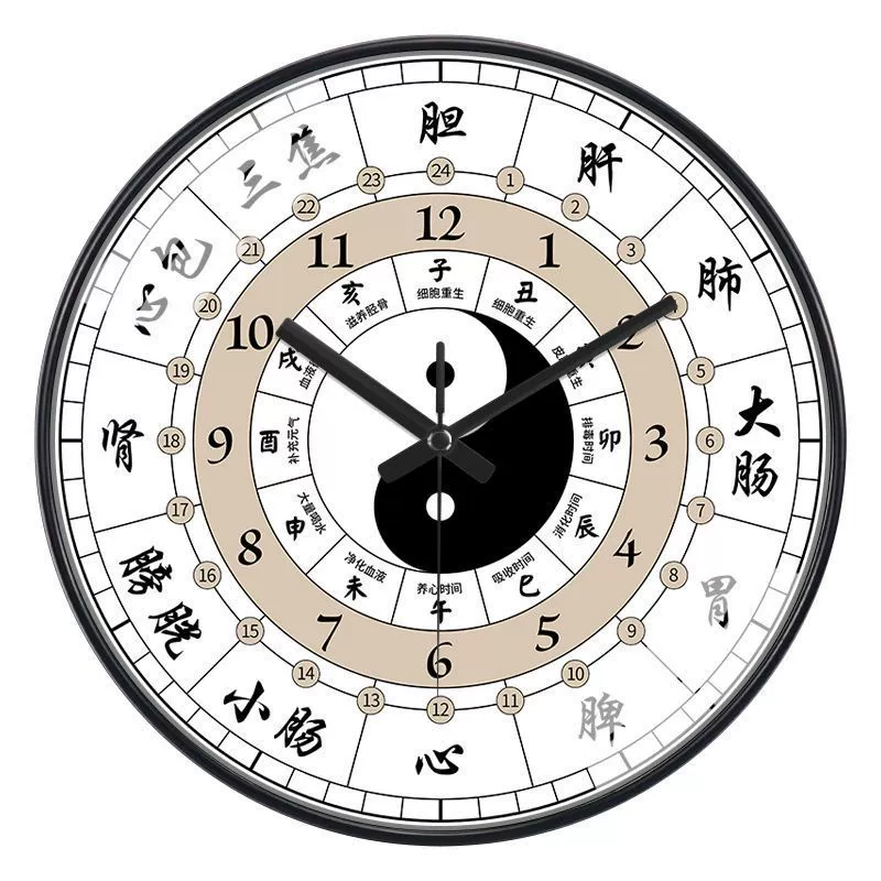 Часы Ziwuwan Injecting Beauty Salon Clock Clock Clocks 24 Hours of Health History Clock Chinese Medicine Twelve Camera Meridian Gossip S тихие часы