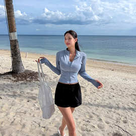 潜水服分体女士长袖防晒泳衣速干冲浪服水母衣运动沙滩游泳衣套装