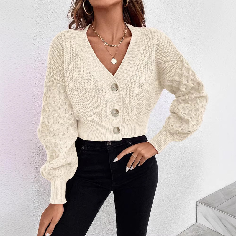 Amazon Women's Cardigan Sweater 2025 Spring and Autumn Trendy Long-Sleeve Button-Down Loose Chunky Knit Jacket