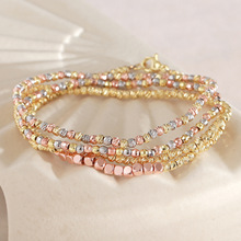 欧美新品肌理感多彩色铜珠串珠手链百搭方块珠切面珠弹力手串手饰