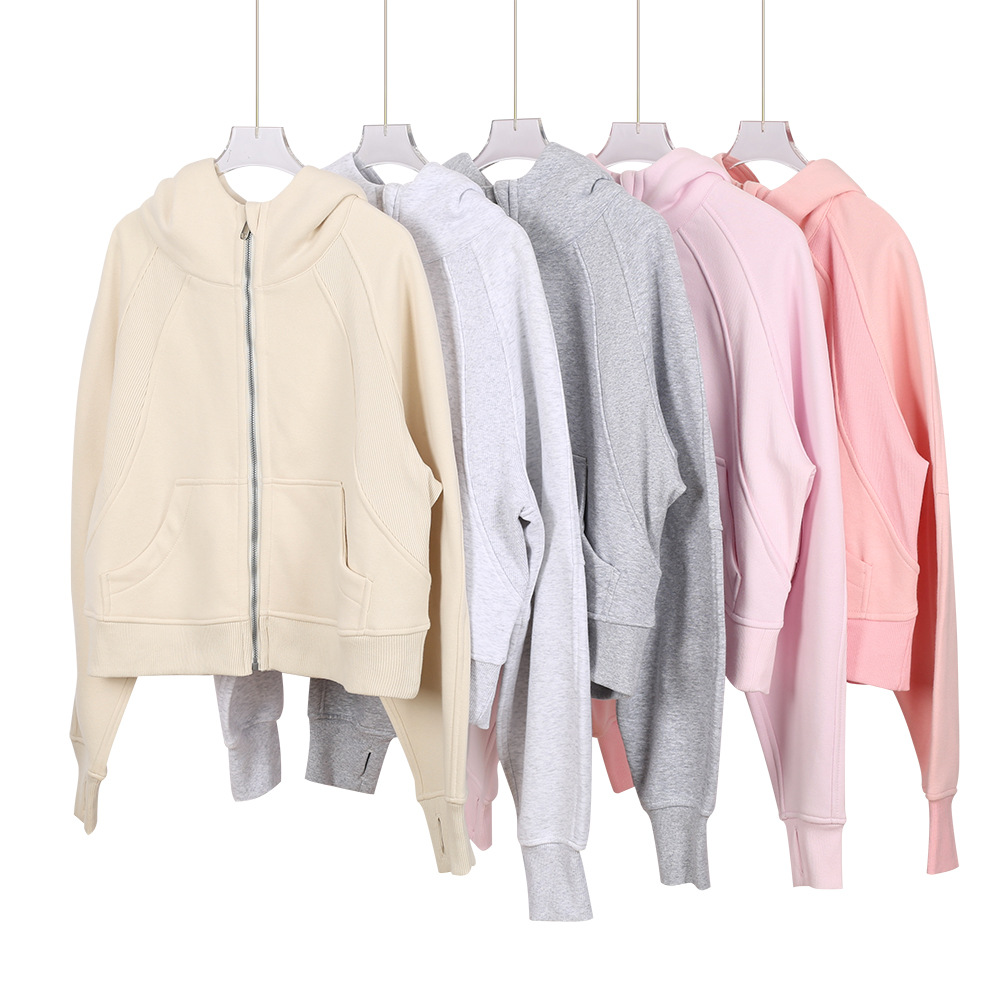 Women's Oversized Scuba Hoodie Fleece Lined Zip up Jacket Kangaroo Pocket Yoga Lounge Casual Wear_ecoleips.com