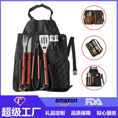 アマゾン屋外ステンレスバーベキューツールセットメーカーbbq木柄フォーククリップセットバーベキューツールセット