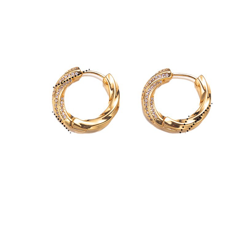 Europa y América delicada textura de alta sensación de perfiles de zircon geometría irregular estilo temperamento de moda aretes de moda