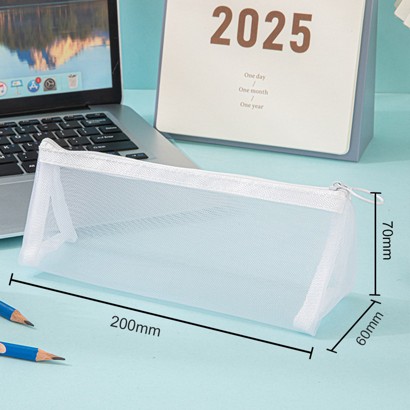 メッシュ鉛筆バッグイン高価値透明シンプル鉛筆バッグ大容量ロゴなし学生試験かわいい文具バッグ|undefined
