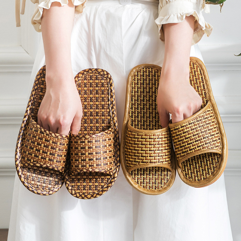 Spring and Summer Bamboo Straw Mat Woven Sandals for Men and Women, Street Stalls, Home Indoor Floor Slippers, Wholesale Rattan Grass