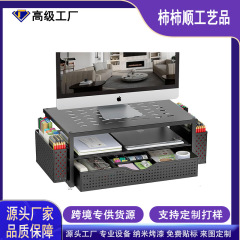 带抽屉的显示器支架和 2 个笔筒,桌面收纳架适用于办公室和宿舍