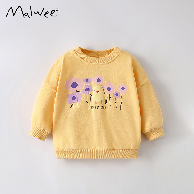 Malwee niñas suéter de otoño nuevo estilo europeo y americano para niños casuales de estilo extranjero niñas de cuello redondo camisa de manga larga