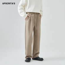 APO男装|跨境休闲裤男士秋季高级感百搭宽松直筒垂感松紧系带长裤