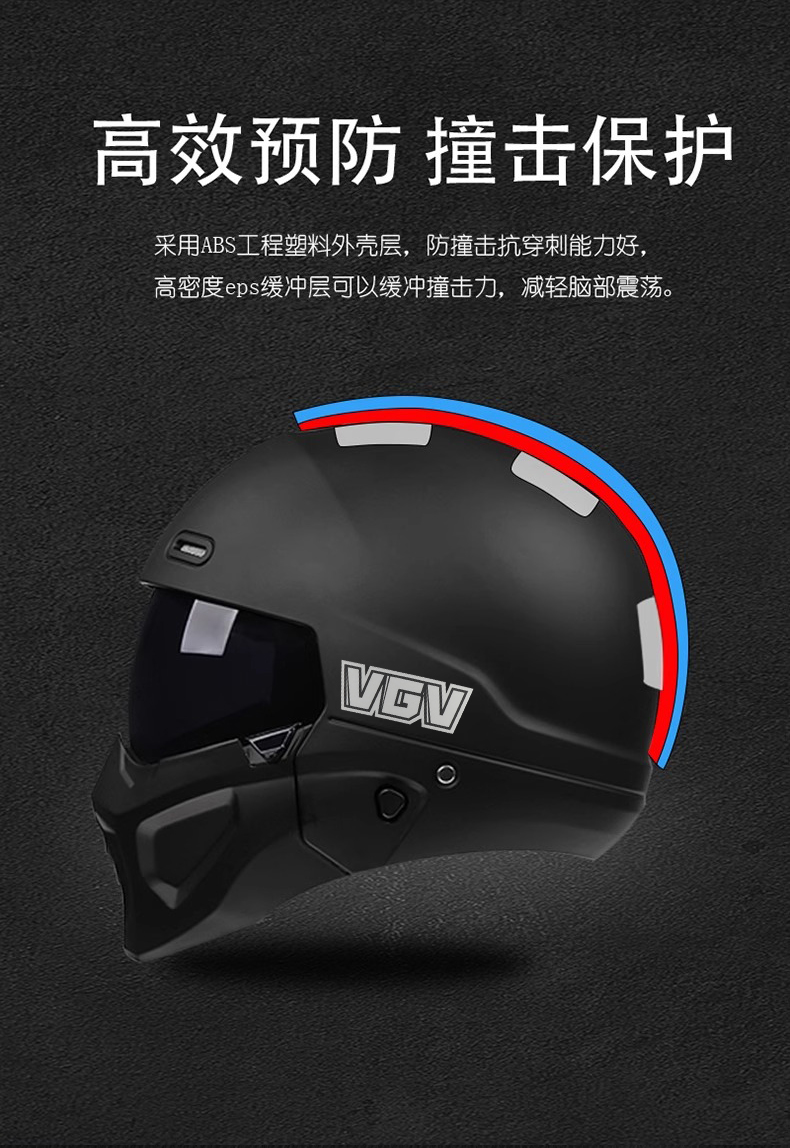 3C Motorcycle Helmet Scorpion Combination Helmet for Men and Women, Motorcycle Cruise Large Size Retro Full-Face Helmet, Summer Three-Quarter Helmet
