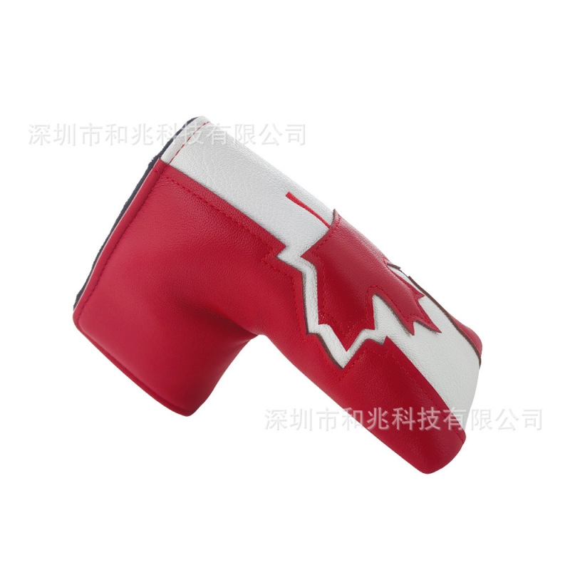 高尔夫推杆套L型可爱卡通刺绣 一字型PU防水磁吸魔术贴直条球杆套|undefined