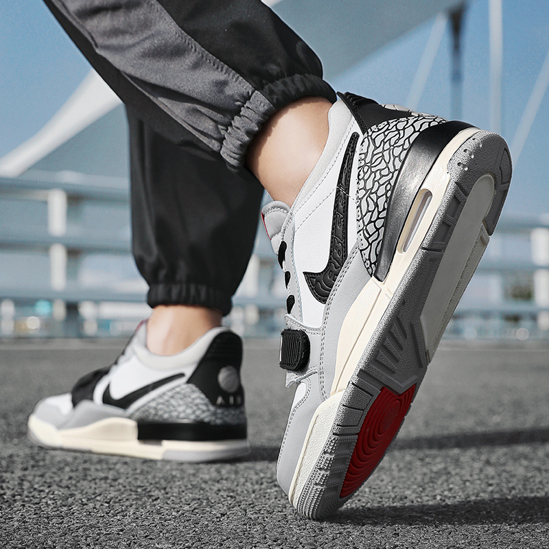 Aj312 Putian Official genuine goods Grey Men's Low-top Air Cushion Basketball Shoes High-top Women's Height-increasing Sports Sneakers