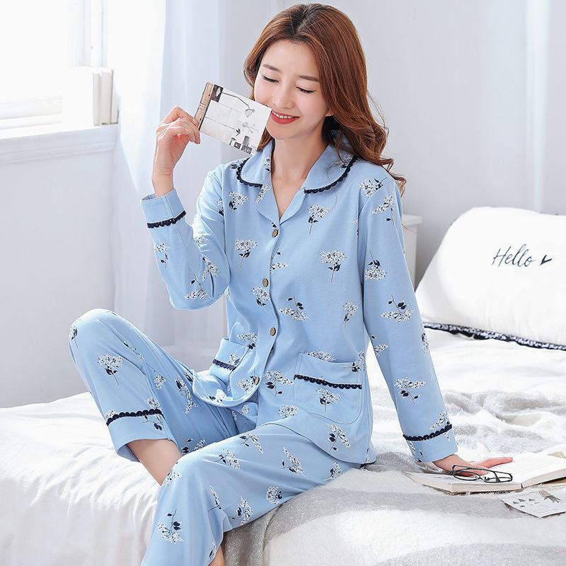 睡衣女春秋季長袖中老年可外穿套裝媽媽裝洋氣休閑家居服