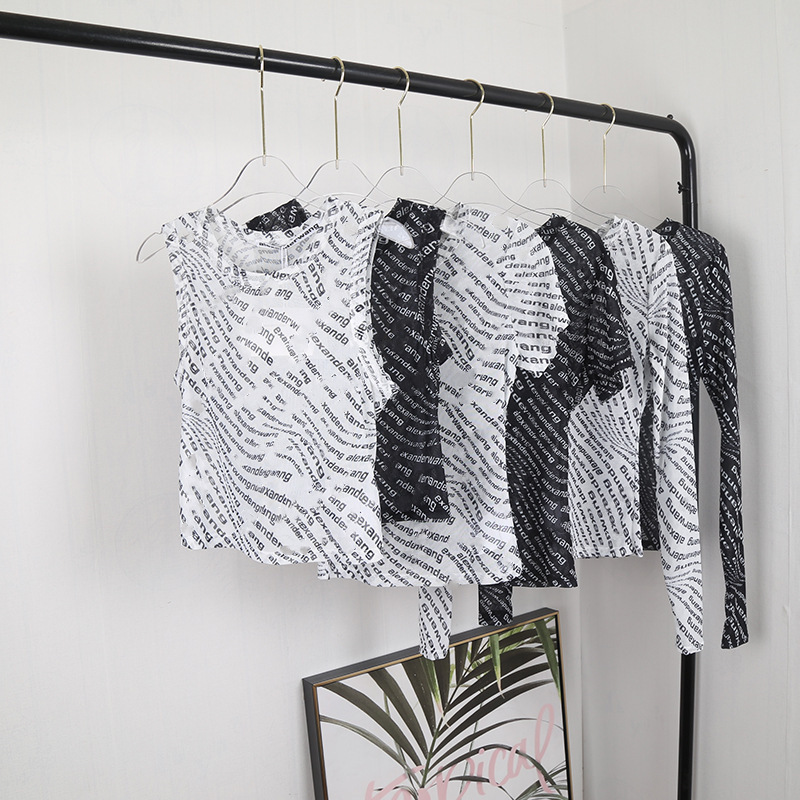 Spot Mesh Series Top Women's Full Print Perspective Sunscreen Shirt Slim-fit Cool Mesh T-shirt Vest for Summer