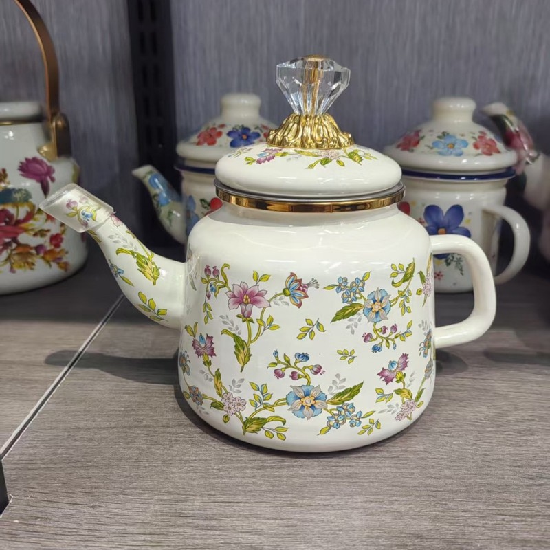 エナメルオイルポット、コーヒーポット、ケトル、ノスタルジックなエナメルワインポット、ホテル鍋、電磁調理器ユニバーサル|undefined